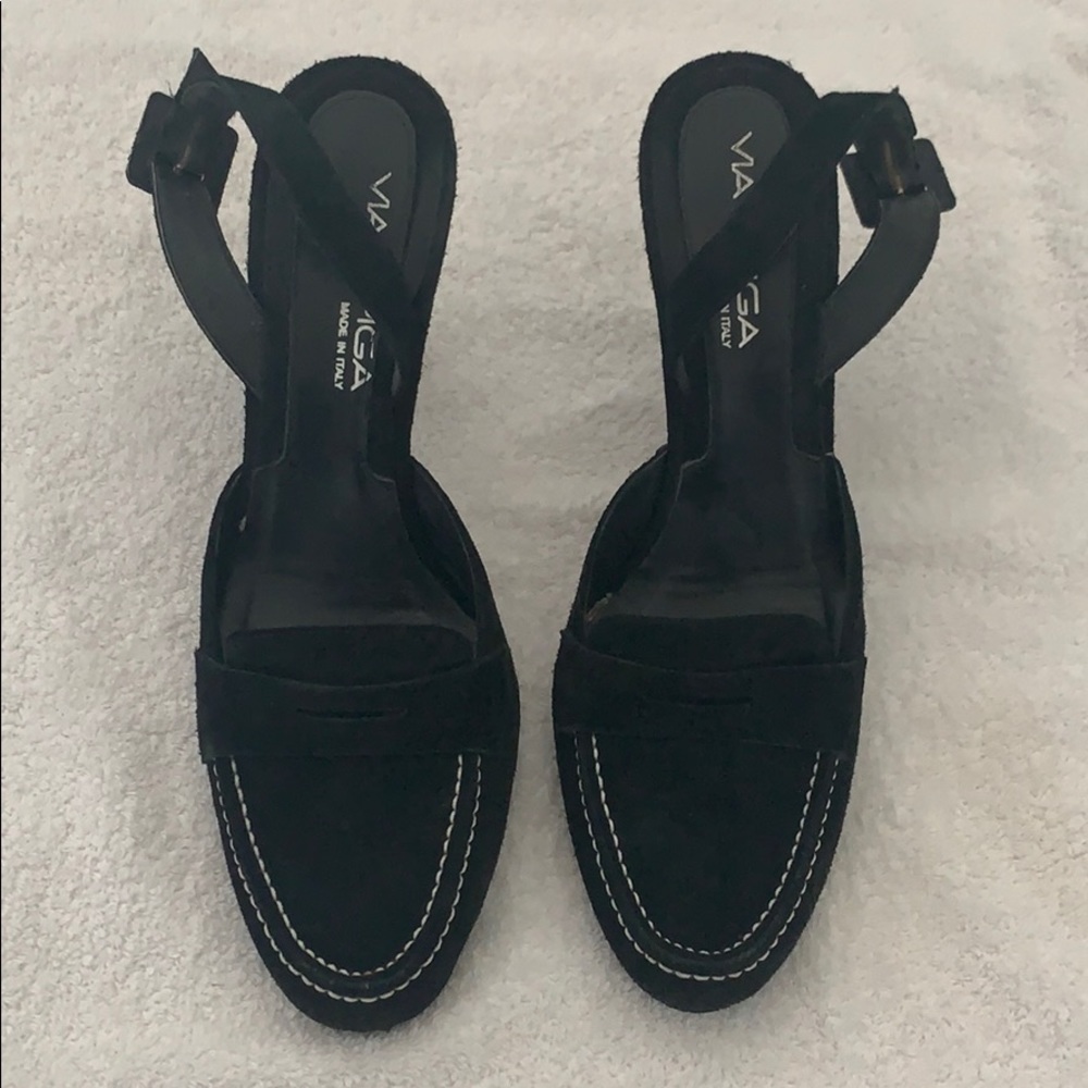 Via Spiga sling back pumps black suede